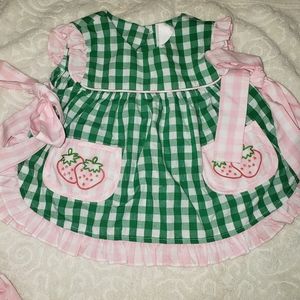 Shrimp and Grits Kids Strawberry Pinafore 3M